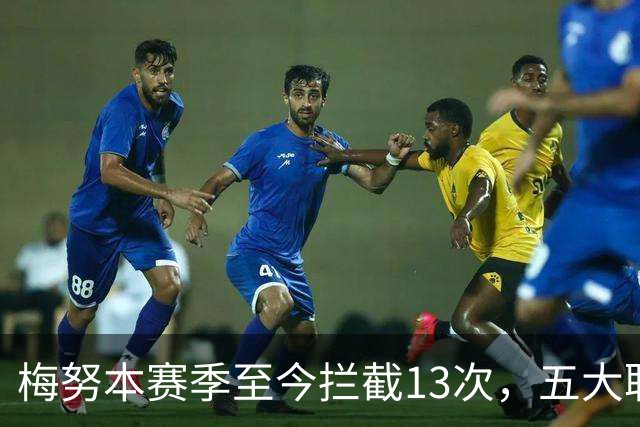 梅努本赛季至今拦截13次，五大联赛球员中最多